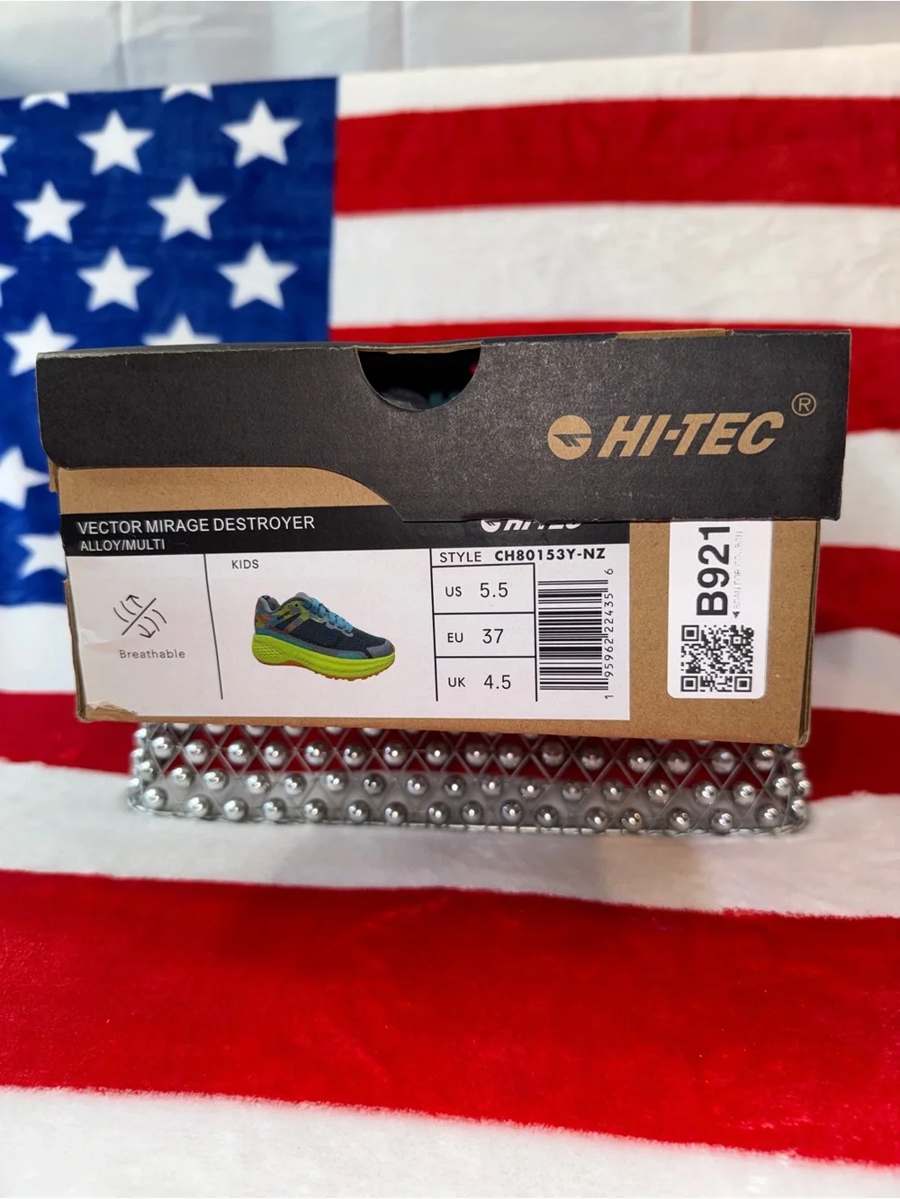 Hi-Tec Boys 5.5 or Girls 7 Gray Blue Neon Yellow Athletic Basketball Sneakers